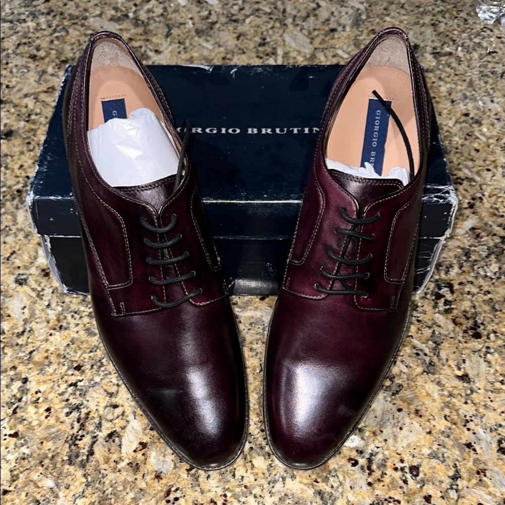 Giorgio Brutini Men's Burgundy Leather Dress Shoes, Leather sole NEW